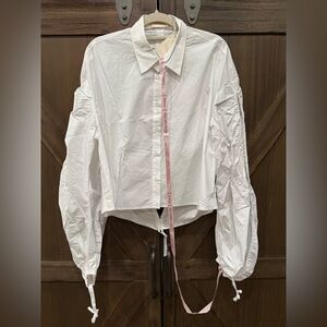 Choosy‎ White Ruched Sleeve & Back Blouse